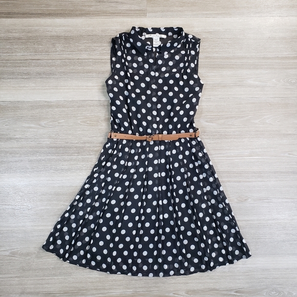 American Rag Polka Dot Collared Dress Black - Picture 5 of 12